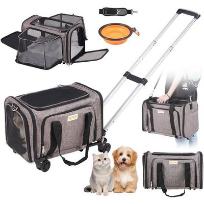Sac à Dos à Roulettes Pour Chien/chat - Chariot Gris LOLLIMEOW - Dimensions 1x1x1 Pouce