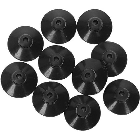 Ventouses Noires Pour Aquarium - Lot De 10 - Diamètre 27 Mm - En Caoutchouc - Pour Fixer Pompes, Filtres, Chauffages - Forte Aspiration