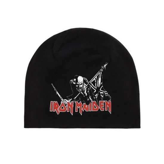 Bonnet Iron Maiden The Trooper - Logo Officiel Classique Imprimé Sur Jersey Coton Noir - Taille Unique Unisexe