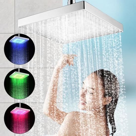 Sanitaire salle de bain,Pommeau de douche LED multicolore,7 couleurs  changeantes,lumière brillante,eau,salle de bain[F910065454] - Cdiscount  Bricolage
