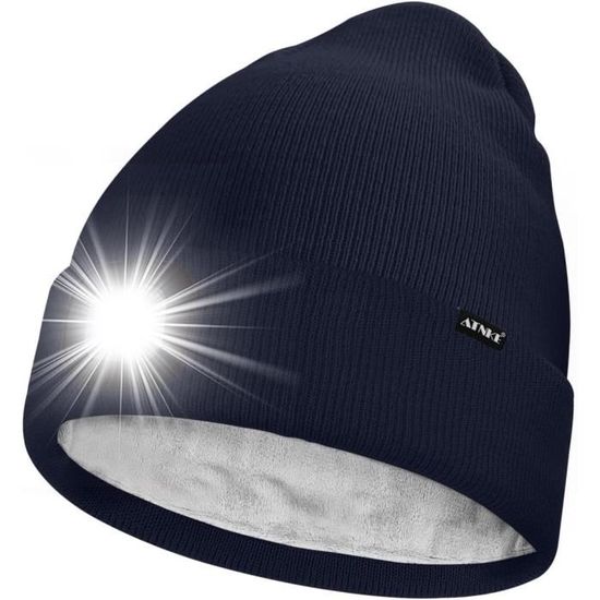 Bonnet Lumineux LED TRIXES - USB Rechargeable, 6 LEDs | Noir Unisexe, élastique | Idéal Nuit, Sport, Cadeau