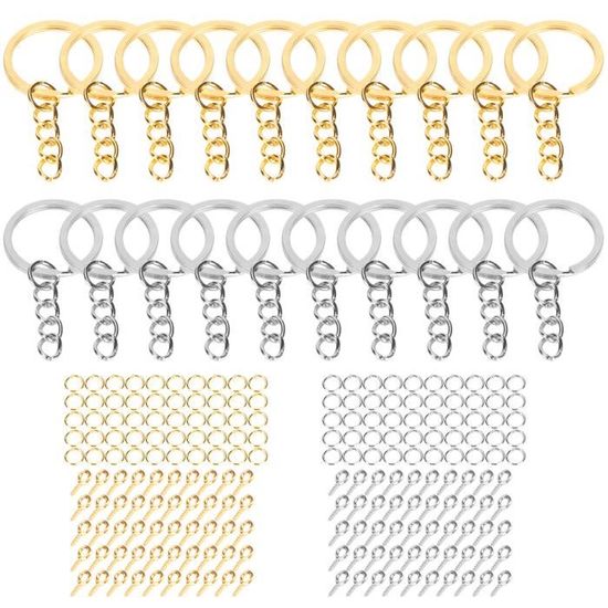 35 Pièces Anneau Porte Clés Fendus Métal Chaîne Argent Attache Porte Clé 180 Pièces Épingles à Vis En Vrac Bricolage Art Artisanat Pour Fabrication De Bijoux Décoration Porte Clés