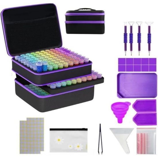 Boîte De Rangement Diamond Painting 240 Pièces - Valise Avec Entonnoir, Outils, Poches Filet, Organisation Parfaite Pour Loisirs Créatifs