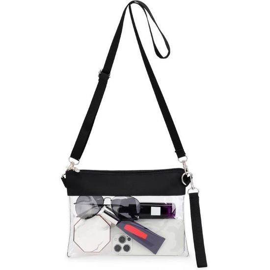 Sac Bandoulière Transparent PVC Pour Femmes/hommes - Réglable, Poche Intérieure, Style Croisé, Couleur Clair