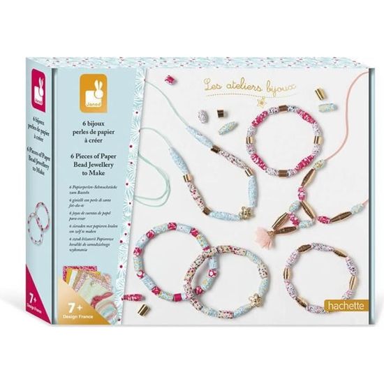 JANOD - Kit Créatif - 6 Bijoux Perles de Papier à Créer - Les Ateliers Bijoux - Loisir Créatif Enfant - Dès 7 Ans