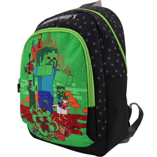 Sac à Dos Minecraft Creeper – Pour Enfant, Taille Unique, Bretelles Réglables, Dos Rembourré, Vert
