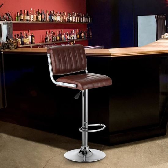 2pcs Tabouret de bar PU Hauteur réglable de haute qualité dossier ergonomique café Chaise de bar cuisine Poids Capacité 120kg