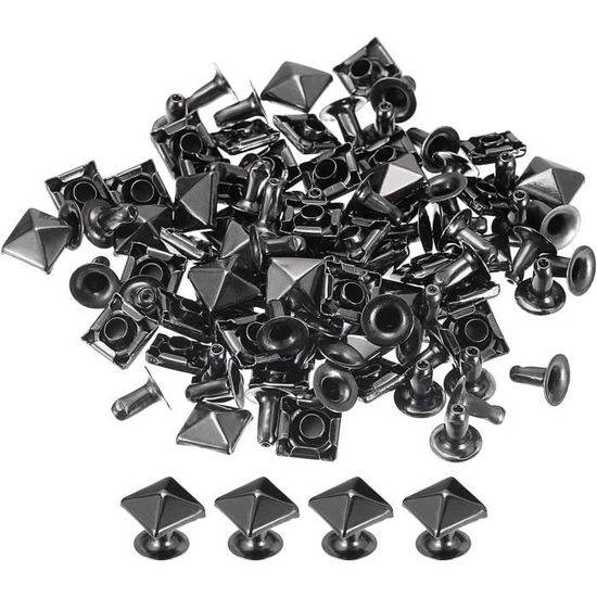 100 Clous Pyramidaux Laiton 12 Mm - Rivets Avec Broche Pour Décoration Cuir, Jeans, Style Punk Gothique - 13