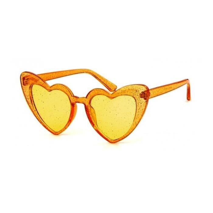 Lunettes de soleil en forme de coeur avec monture jaune par 3,25 €