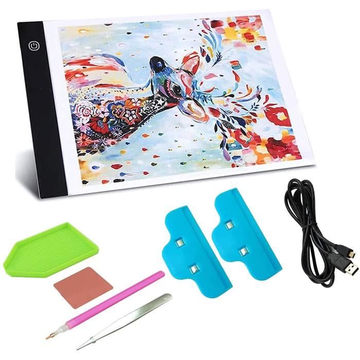 Tablette Lumineuse LED A4 - 5 Niveaux De Luminosité - Rechargeable USB-C - Pour Dessin, Calque, Peinture Diamant