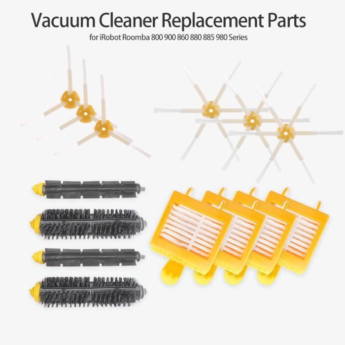 12pcs pièces de rechange pour aspirateur brosse à 3 bras armés filtre à brosse et jeux de brosse à 6 bras pour iRobot Roomba 700 7