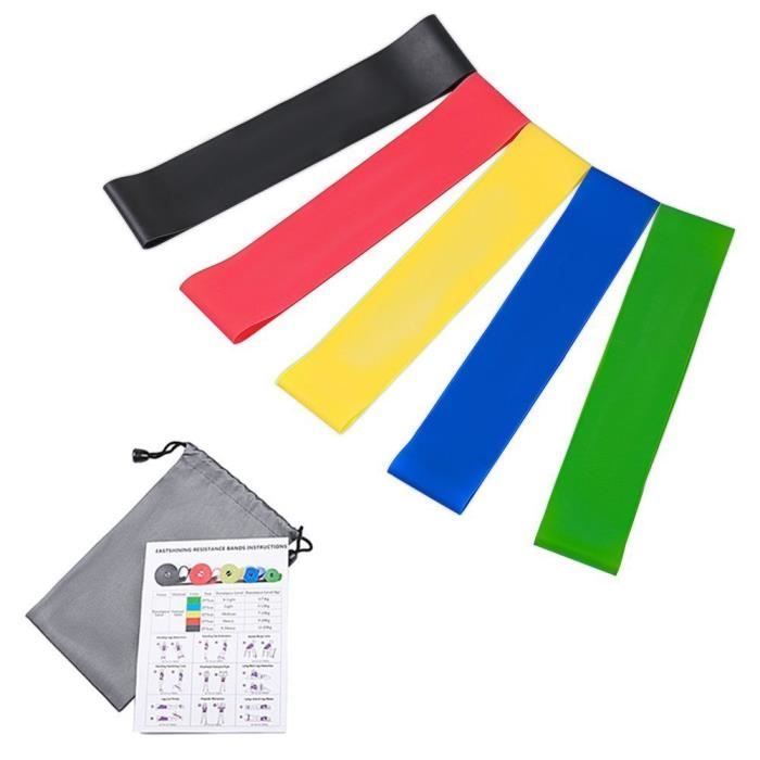 Bande Elastique Fitness Bande de Resistance 5 bandes Elastiques pour Sport Musculation Pilates Yoga Squat Crossfit Gym Entraineme