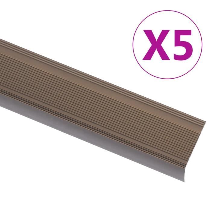 INGSHOP© Nez de marche Forme en L 5 pcs Aluminium 90 x 3 x 2 cm Marron Fixation à l’aide de ruban adhésif double face