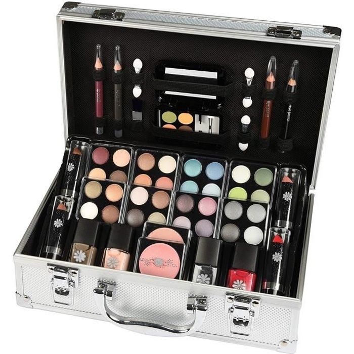 coffret maquillage mallette en aluminium 51 pièces