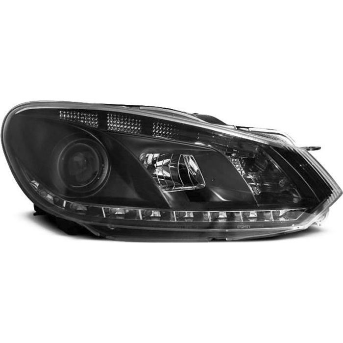 Paire de feux phares avant Golf 6 08-12 Daylight DRL noir