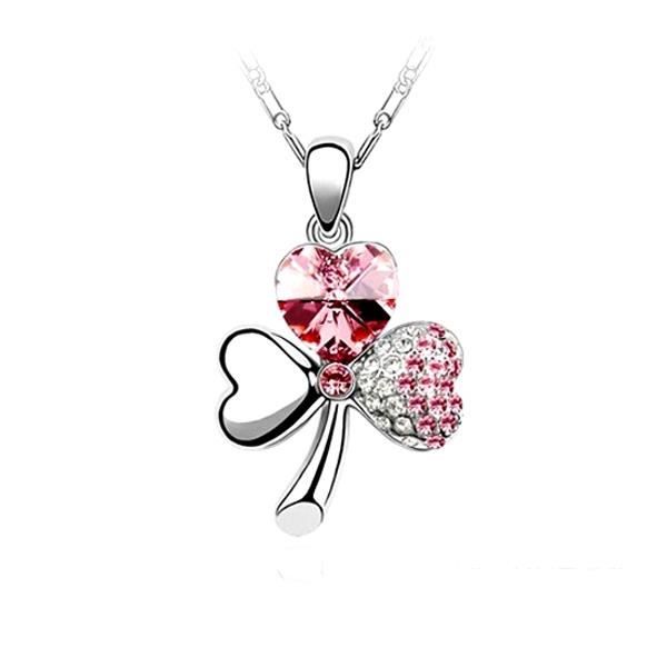 Pendentif Trèfle Cristal de Swarovski Element rose