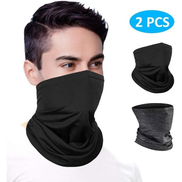 Masque Bouche Sport Tour de Cou pour Homme, Rafraîchissement Respirable Cache-Cou, Masque Multifonctionnel pour Cyclisme/Ski (2 PCS)