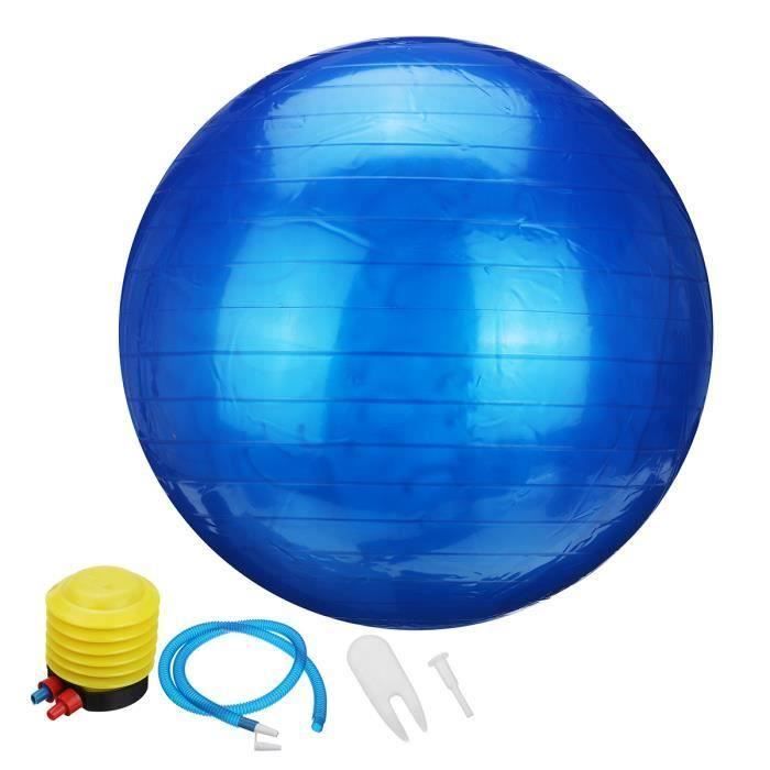 Ballon de Yoga 55cm Fitness Sport Exercice + Pompe Bleu