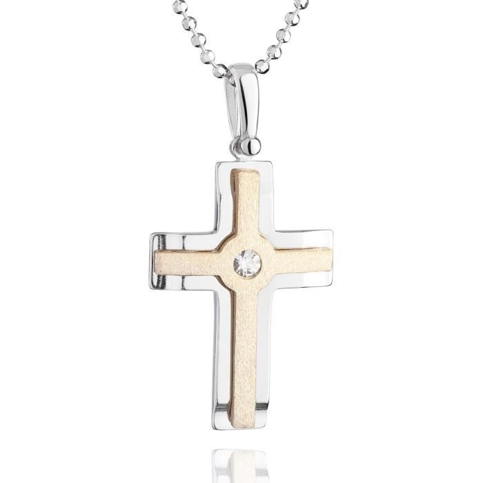 fish Fille Garçon Collier Argent Sterling 925 Pendentif Croix Doré Vrais Swarovski Elements Longueur Réglable Boîte Cadeau Idées