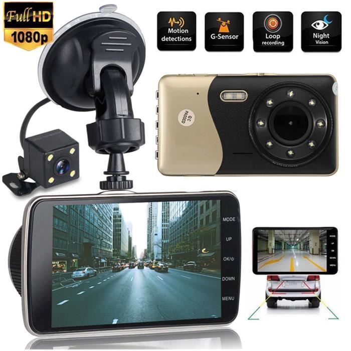Caméra de Voiture Double caméra DVR 1080P HD - Voiture, 4 Pouces, Enregistreur, Microphone Intégré
