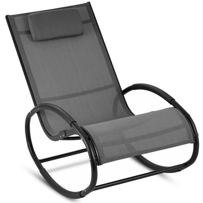 Blumfeldt Retiro Fauteuil à bascule Rocking chair aluminium & polyester - gris