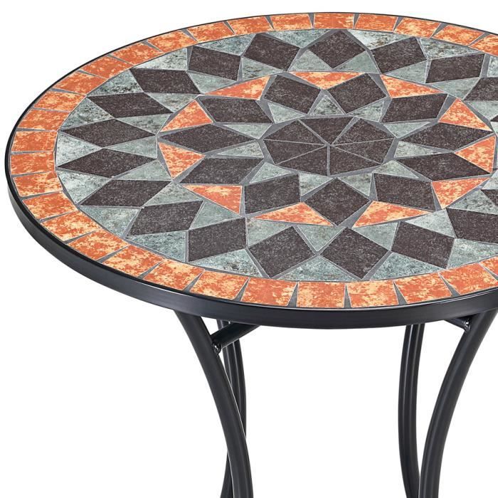 Table guéridon mosaïque et fer forgé TERRACOTTA