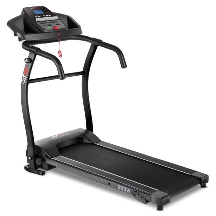 Tapis de Course Pliable Électrique 10km-h Silencieux Inclinaison Manuelle 3 Niveaux 900W Écran LCD Compact Fitness Appartement Noir