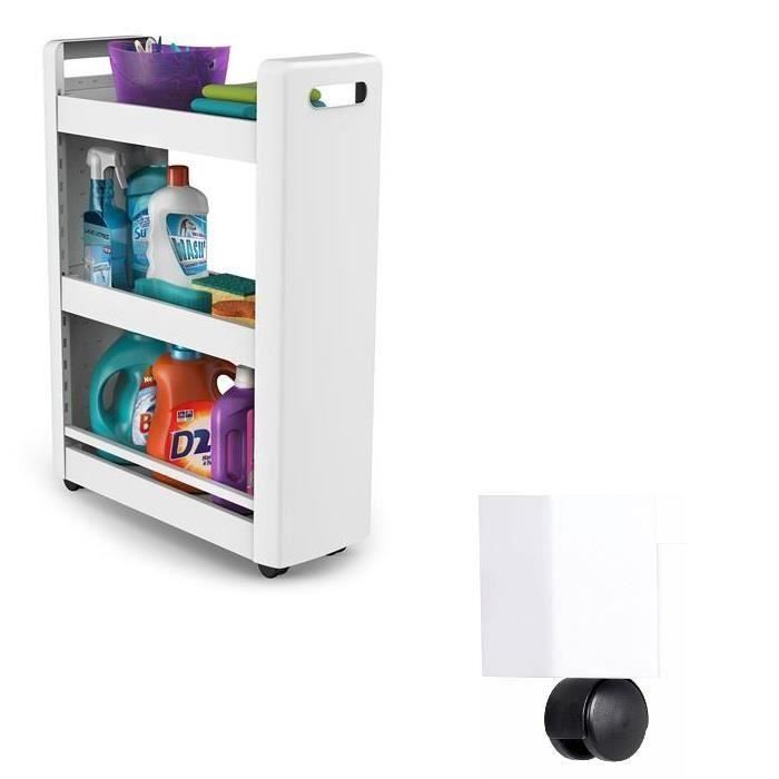 Meuble de Rangement 3 Etagère Modulable Avec Roulette - Desserte Cuisine Buanderie - 776