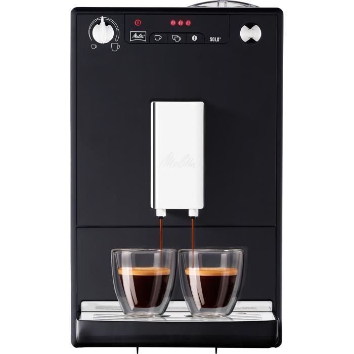 Melitta - Machine à Café à Grain Solo® Noire - Machine Expresso Automatique Broyeur à Grains avec Système d'Extraction Arômes