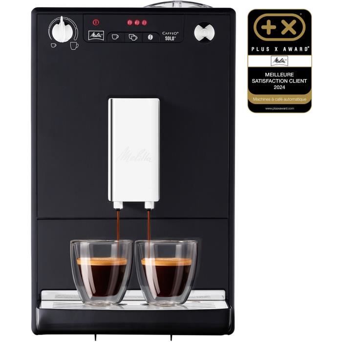 Melitta - Machine à Café à Grain Solo® Noire - Machine Expresso Automatique Broyeur à Grains avec Système d'Extraction Arômes