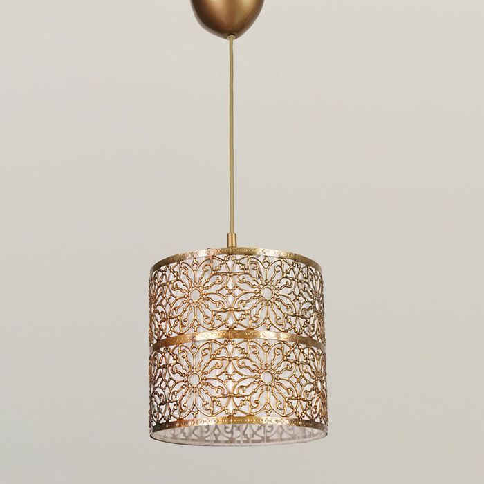 Suspension Rasvel D20cm Métal Motif Arabesque Or
