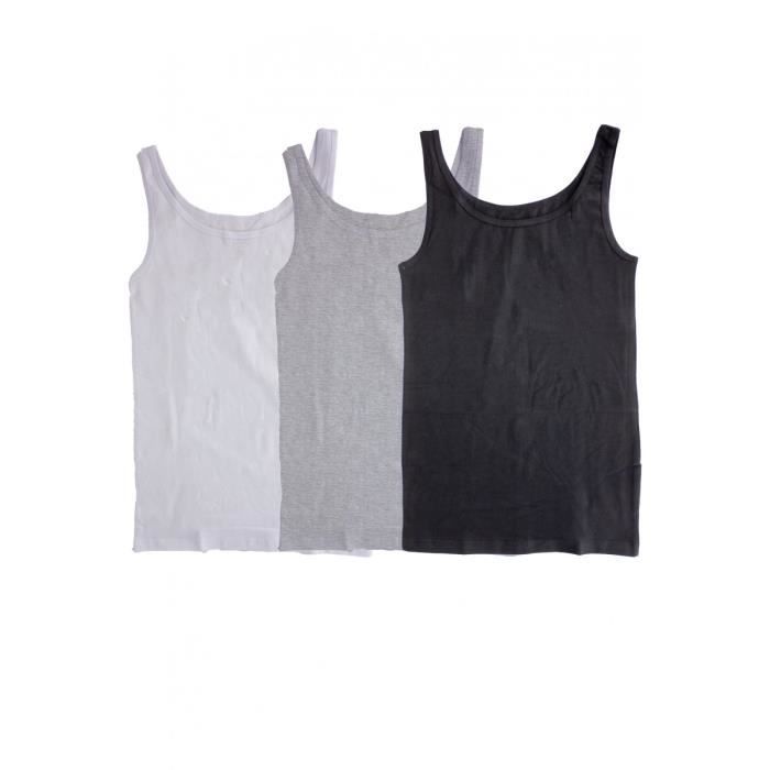 Torrente Couture Lot de 3 débardeurs larges bretelles Bella Noir, Gris, Blanc Femme