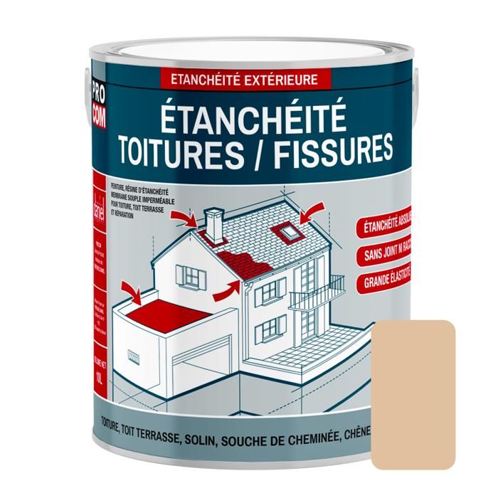 Peinture d'étanchéité pour toiture, réparation tuiles, fissures, anti-fuites, anti-mousse, décore et protège 0.75 litresPaille 0,75
