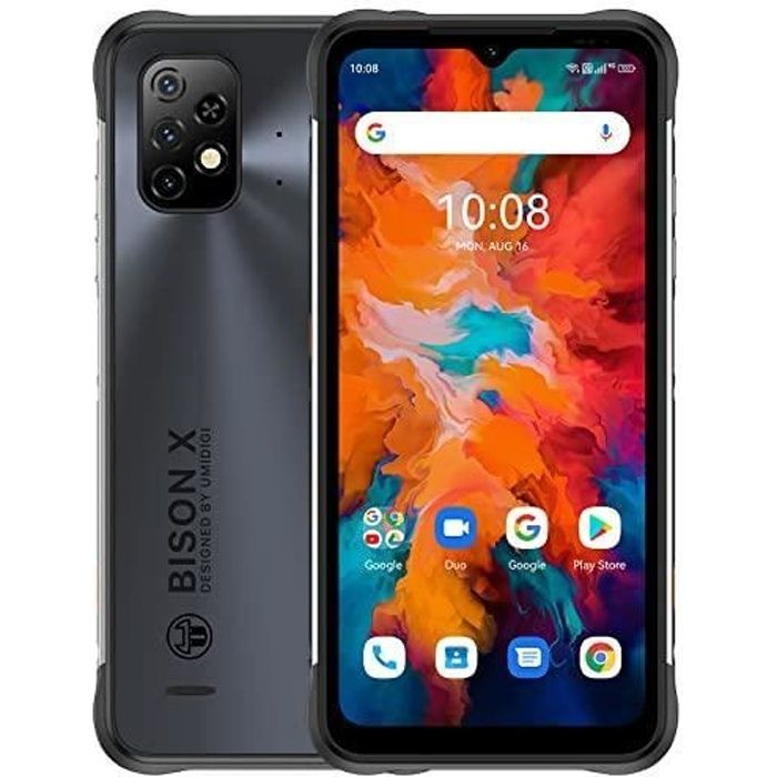 UMIDIGI - Bison X10 Smartphone Android 11 IP68/IP69K Phone - Batterie 6150 mAh Téléphone Portable Incassable (Black)