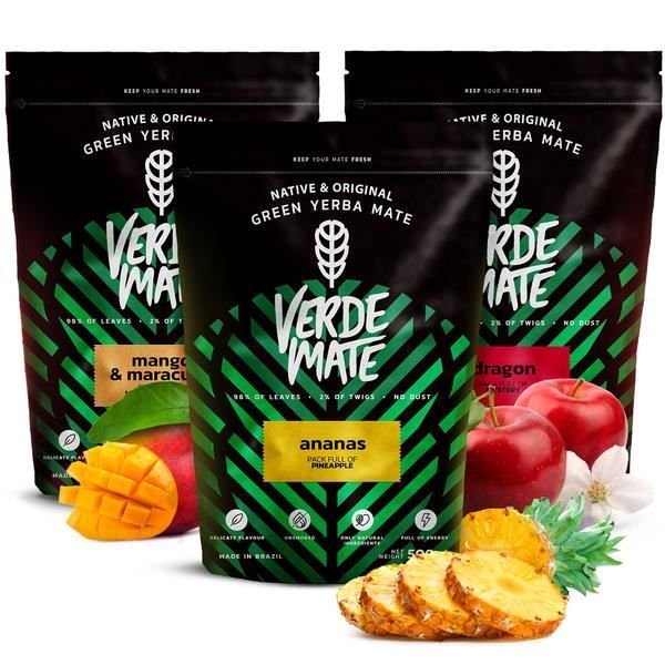 Kit Yerba Maté 3 x 500 g Fruit Tropical Ananas+ Mangue et Maracuya + Dragon