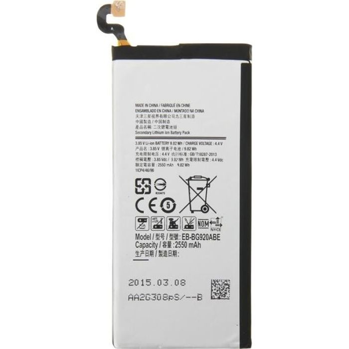 Batterie pour Samsung Galaxy S6 / G920 3.85V / 2550mAh remplaçable et rechargeable Li-ion Barttery Autre