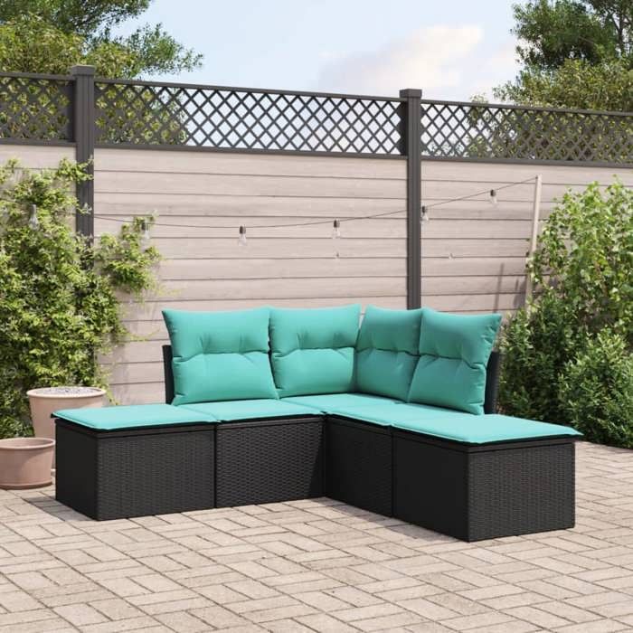 VIDAXL Salon de jardin résine tressée avec rangement intégré - vue 2