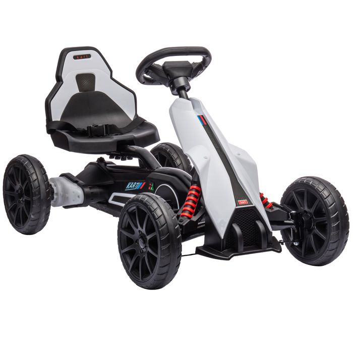 Kart électrique pour enfant HOMCOM 12V - Vitesse réglable 3-5km/h pour enfants de 3 à 8 ans - siège réglable - blanc