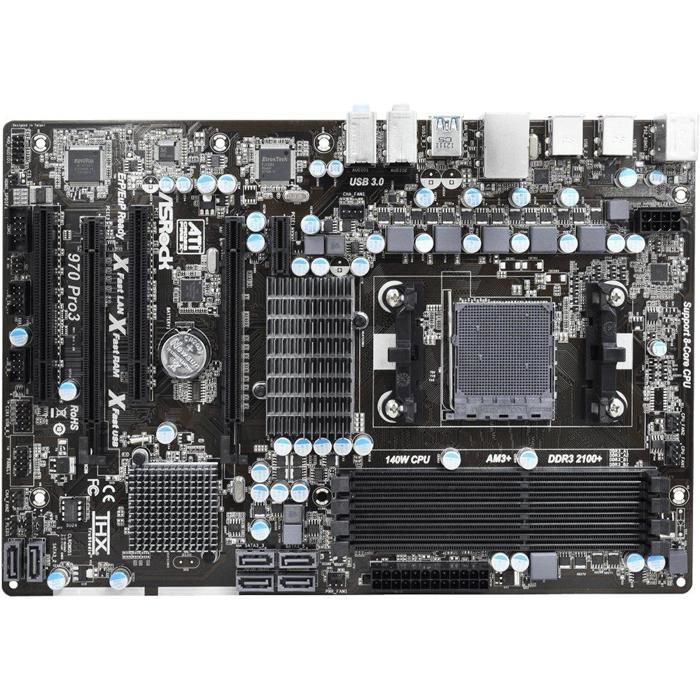 Carte mère ASRock 970 Pro3 AMD 970 Socket AM3/AM3+ 4xDDR3 64GB ATX - Asrock