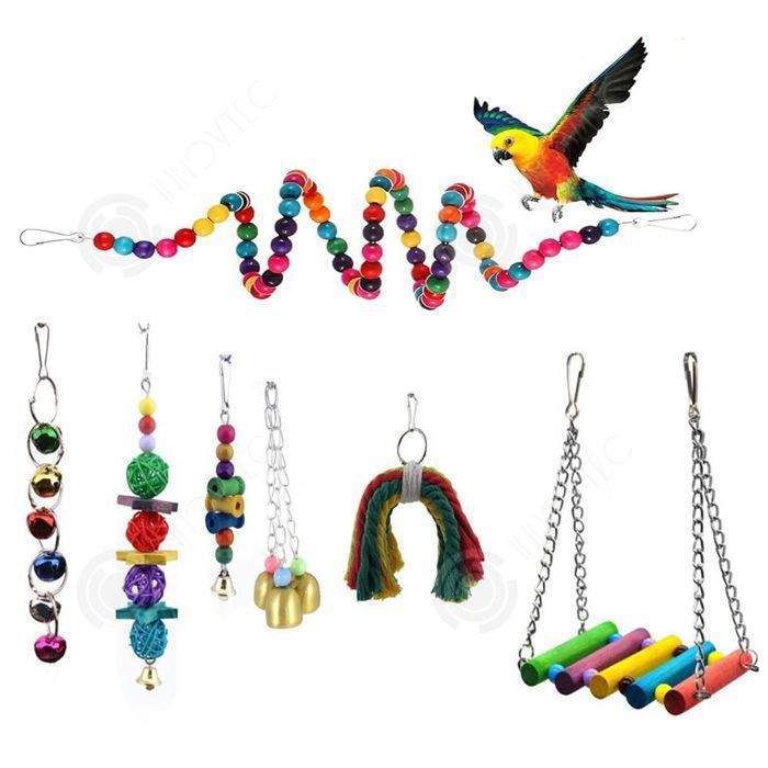 Comparer les prix de INN Jouets pour oiseaux 7 pcs suspendu jouet perruche pour les petites perruches pinsons des cages à oiseaux de petite jouets à