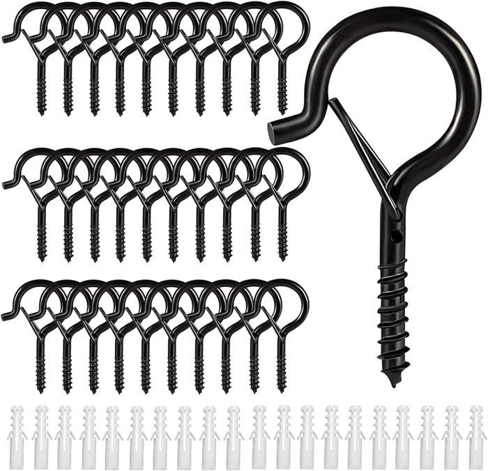 Crochets à visser inox AIMOONSA - lot de 30 avec chevilles anneau de sécurité 5.2 x 2 cm jusquà 40 kg