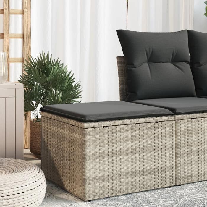 vidaXL Tabouret de Jardin Coussin Siège avec Housse Meuble de Terrasse Patio Balcon Extérieur Gris Clair 55x55x37cm 366181