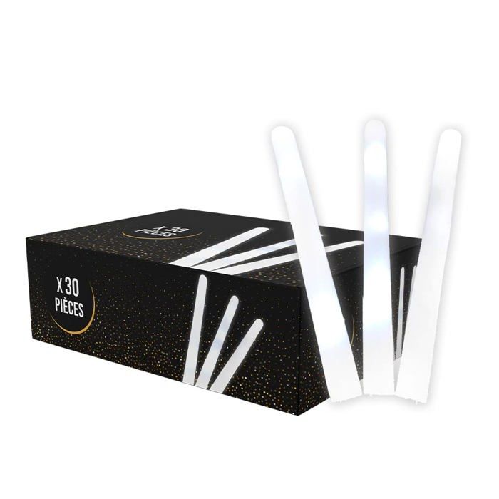 Funmo Lot De 12 Bâtons Lumineux LED Blancs - 27 Cm, 3 Modes (clignotement Lent/rapide/continu) - Idéal Pour Concerts, Mariages, Fêtes Et Soirées