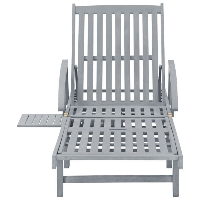 MGH - NEUF Chaise longue/transat - Gris Bois dacacia solide CC1244