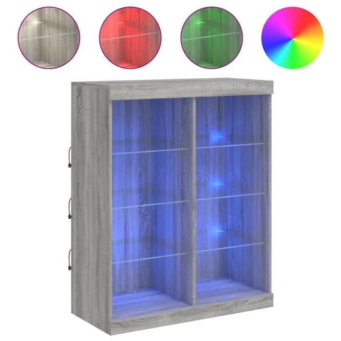 Enfilade/Bahut/Vitrine - Rustique - Buffet avec lumières LED sonoma gris 81 x 37 x 100 cm @332245
