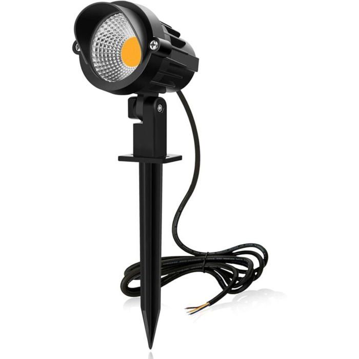 Spot LED 7W 850LM lampe avec piquet COB IP66 blanc froid 6000K clairage extrieur pour jardin et terrasse YYV