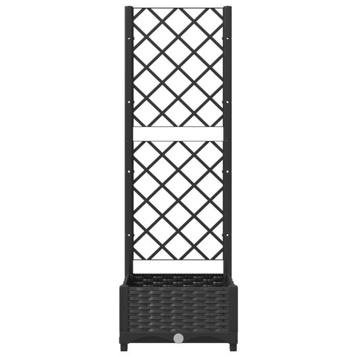 (ON SALE)Jardinière avec treillis - jardin/balcon - Noir 40x40x1215 cm PP 37086