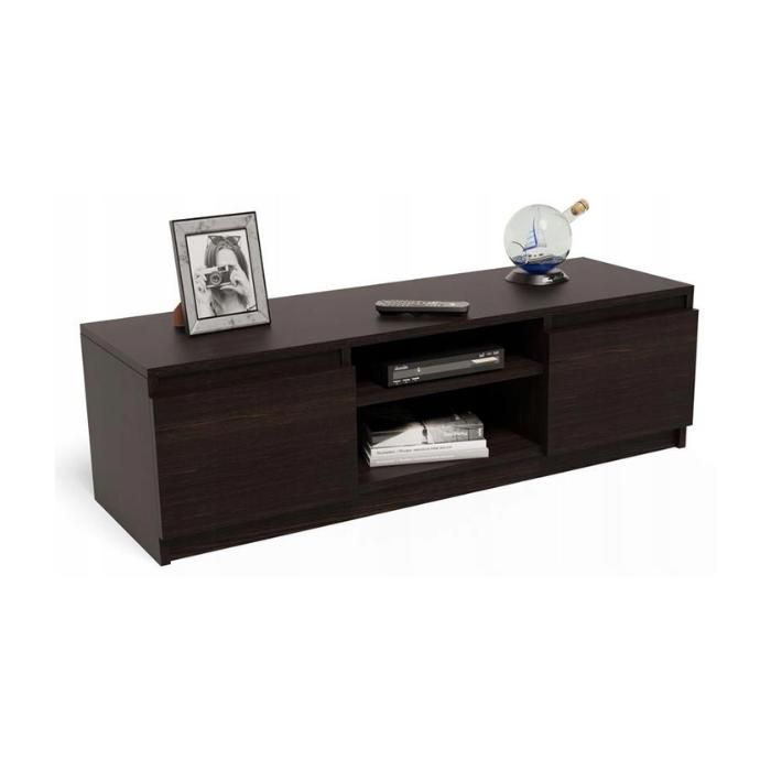 Armoire RTV 120cm - Bibliothèque Wengé - 120cm x 40cm x 36cm - Panneau Stratifié