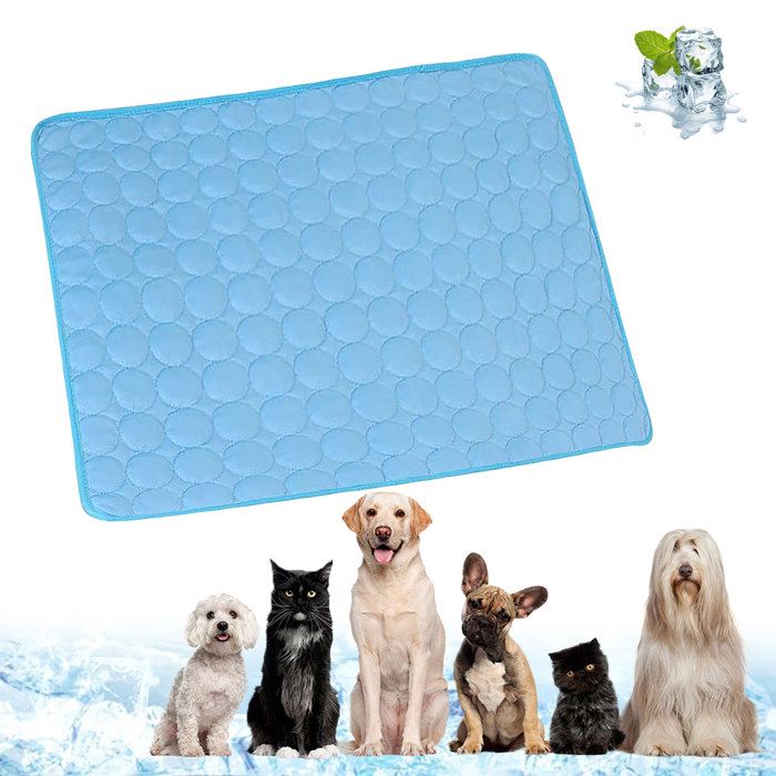 Meilleurs prix pour Tapis Rafraîchissant Chat Bleu M 62x50cm Pour Chien et Chat Jusqu’à 7kg – Coussin dÉté Auto-Refroidissant Pliable en Tissu Oxford