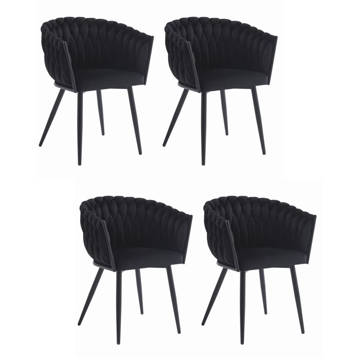 Chaise Komodee ARONA - 4 Pieces - NOIR - Jambes en métal noir 55 x 61 x 79 cm Chaise Komodee ARONA - 4 Pieces - NOIR - Jambes en métal noir 55 x 61 x 79 cm